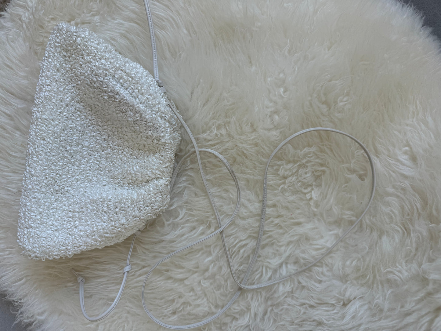 Bottega Veneta White Raffia Pouch