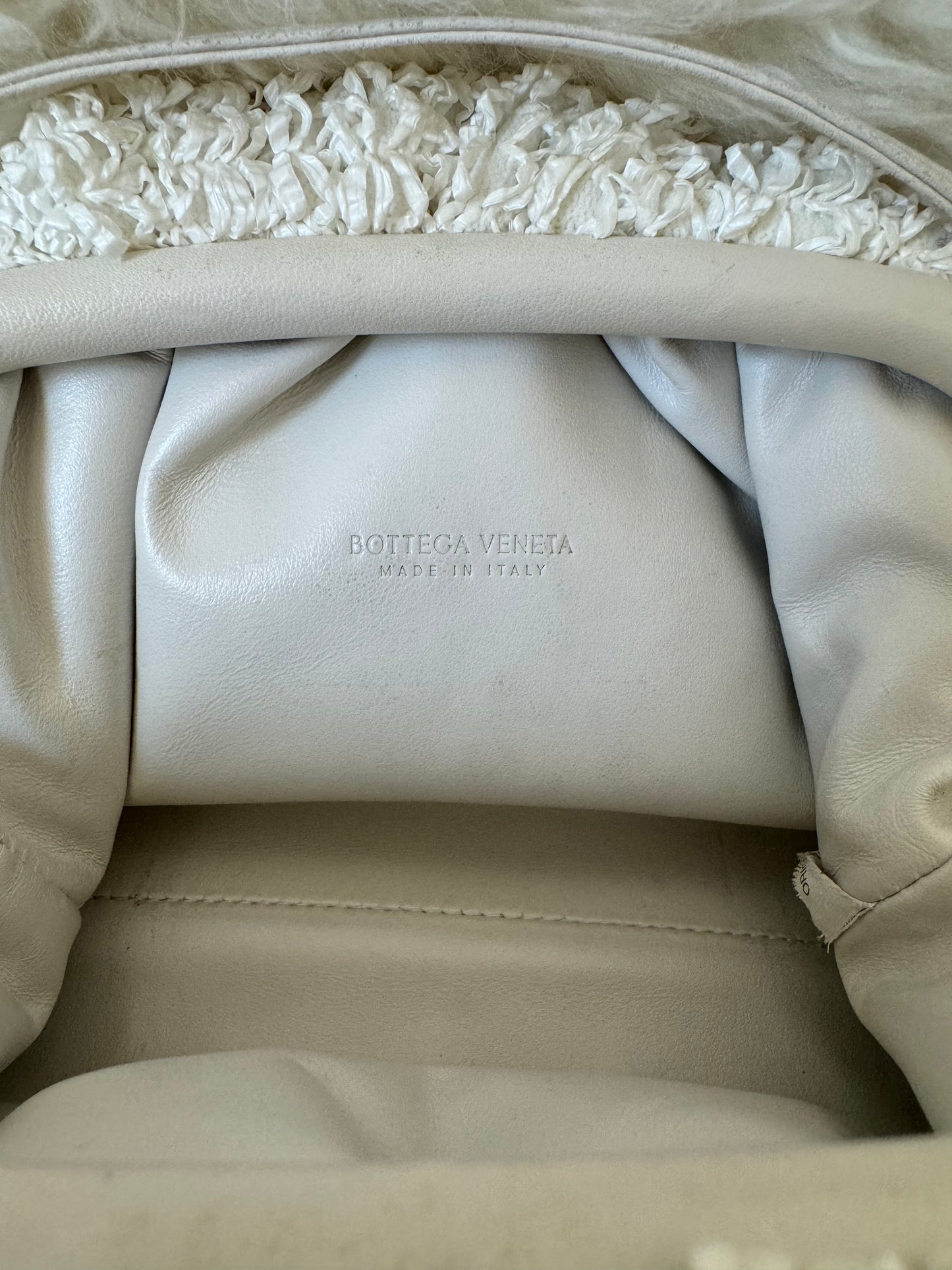 Bottega Veneta White Raffia Pouch